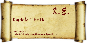 Kopkó Erik névjegykártya